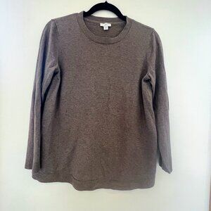 ✅ J. Jill 10 Petite Tan brown Long Sleeve Scoop Neck light weight sweater cotton